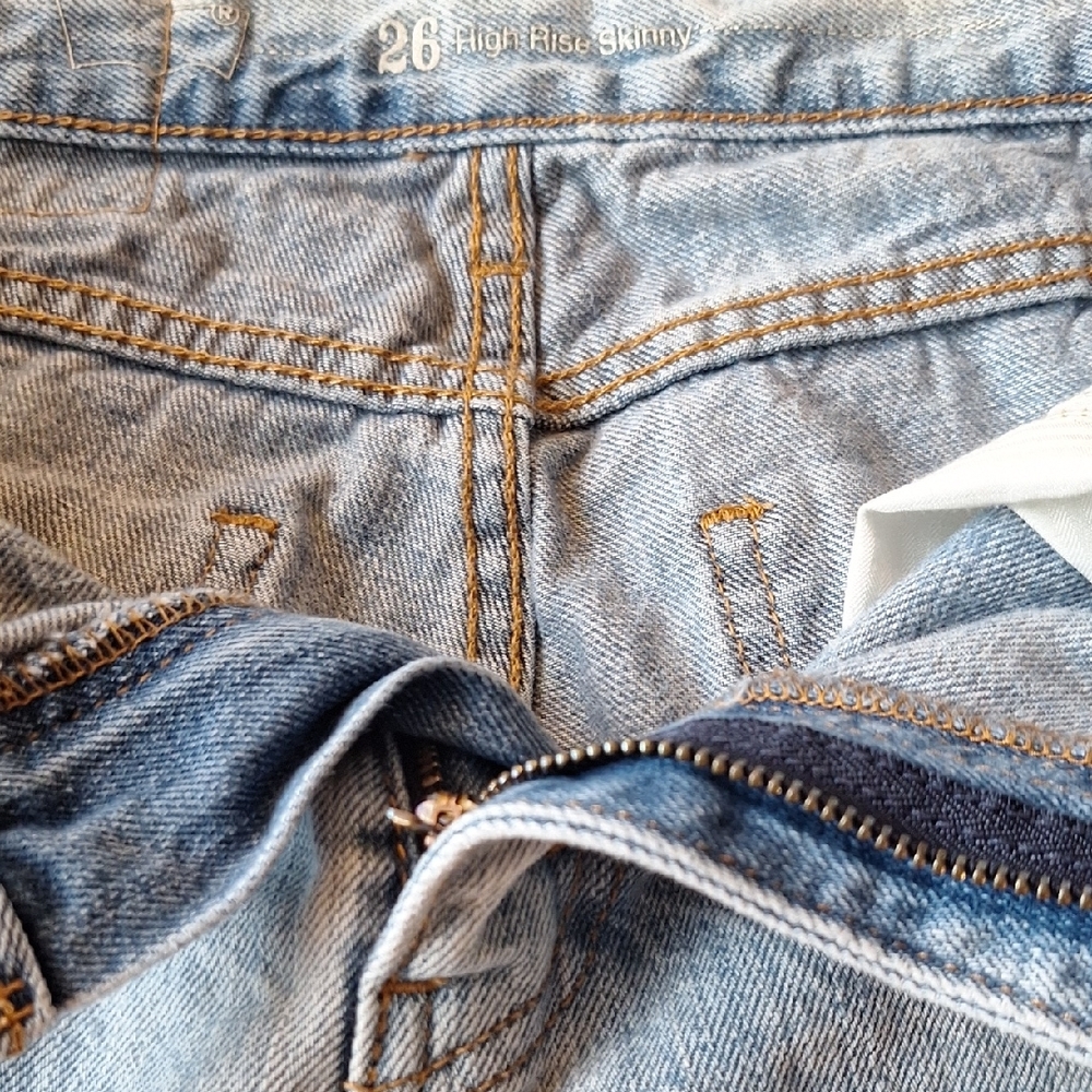 Vtg Org Tab Levi's Strauss High Rise Skinny Light Blue Denim Jeans Size 26 - Picture 3 of 6